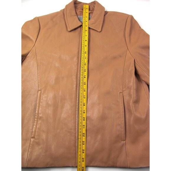 Juliet Michelle Women's Soft Lamb Skin L Brown Mustard Leather Zip up Jacket Coa - Picture 9 of 12